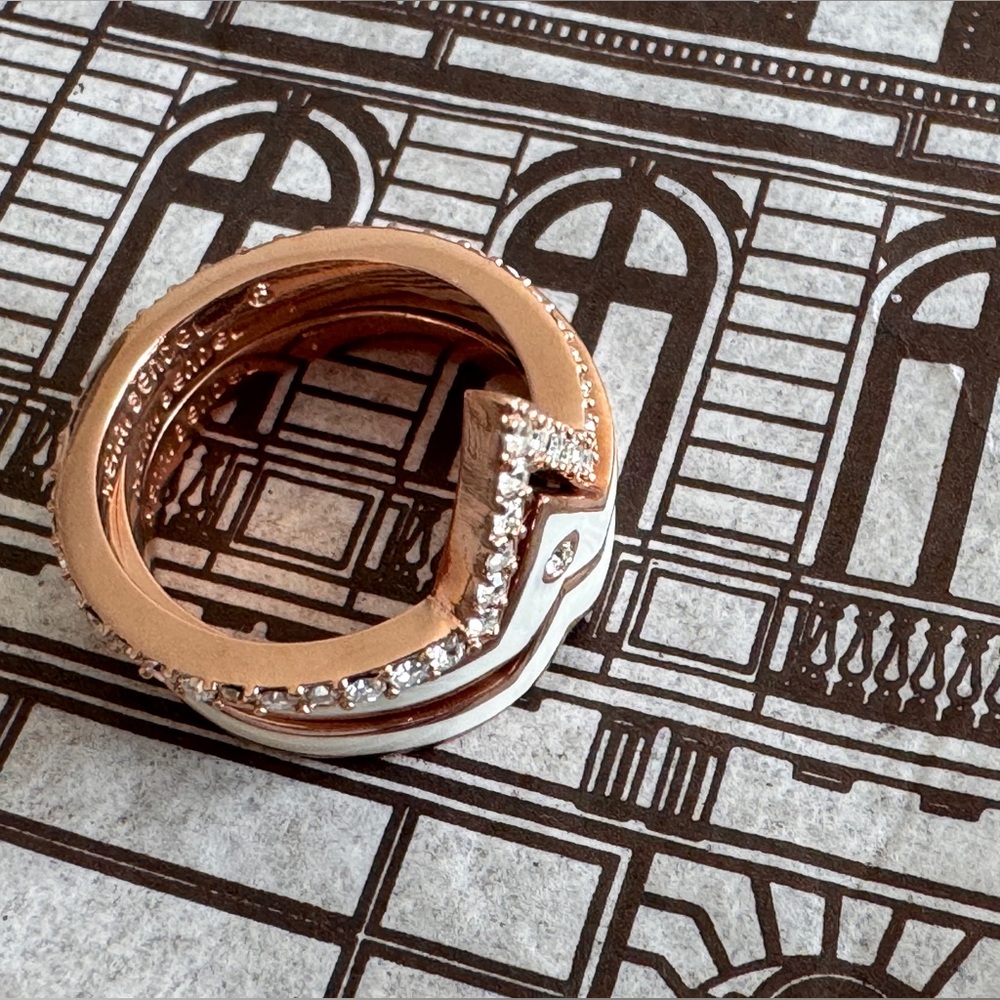 Henri Bendel Crystal Ring With Stackable 3 Rings.… - image 3